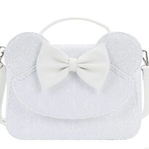 Loungefly Disney Minnie Mouse Sequin Wedding Bride Crossbody Purse Bag NWT